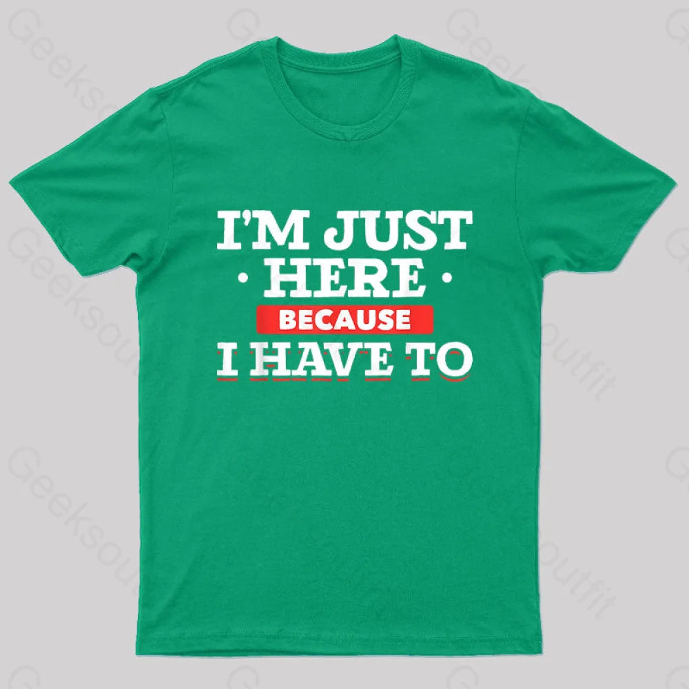 Im Just Here Because I Have To Nerd T-Shirt Green / S