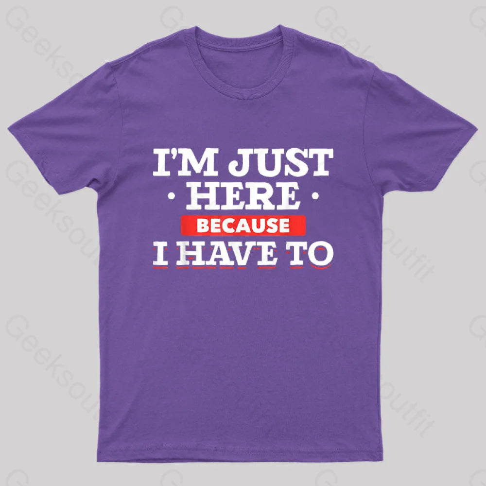 Im Just Here Because I Have To Nerd T-Shirt Purple / S