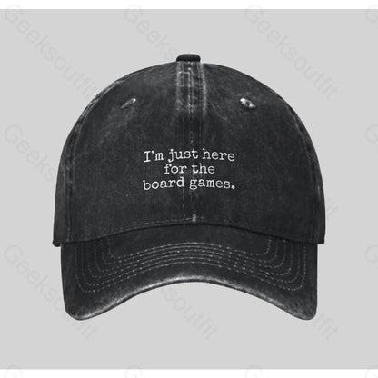 I’m Just Here For The Board Games Washed Vintage Baseball Cap Black