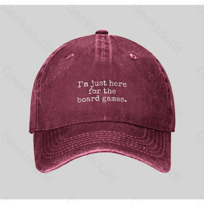 I’m Just Here For The Board Games Washed Vintage Baseball Cap Red