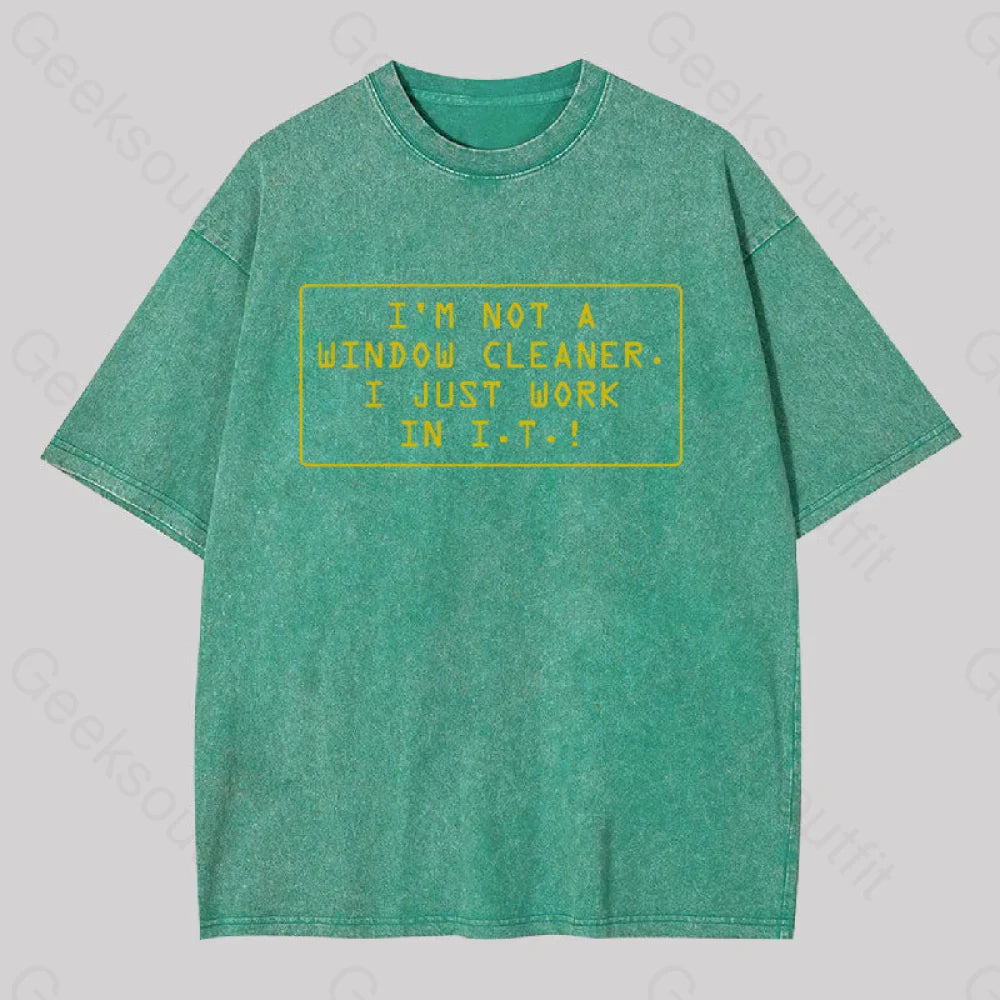 I’m Not A Window Cleaner Washed T-Shirt Grass Green / S