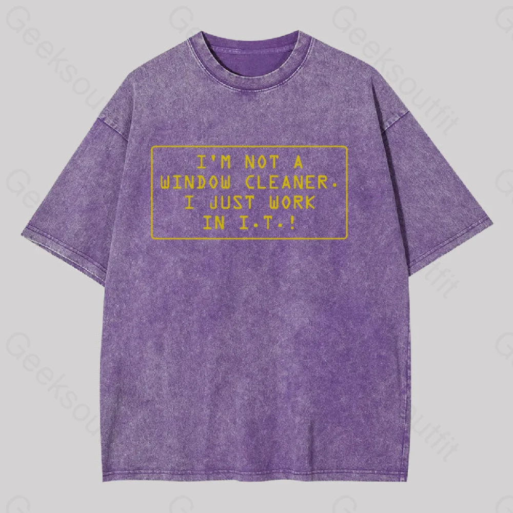 I’m Not A Window Cleaner Washed T-Shirt Purple / S