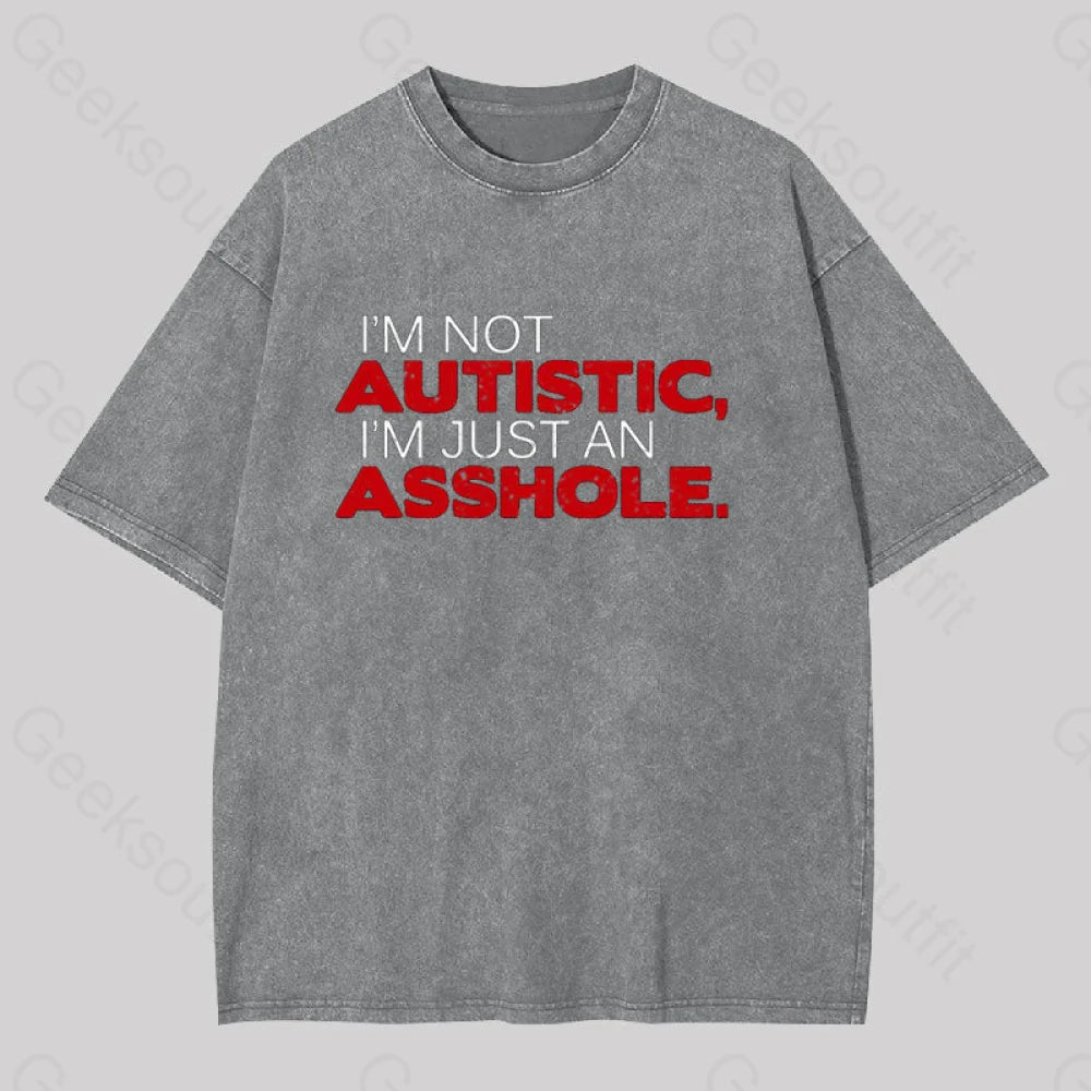 I’m Not Autist I’mjust An Asshole Washed T-Shirt Grey / S