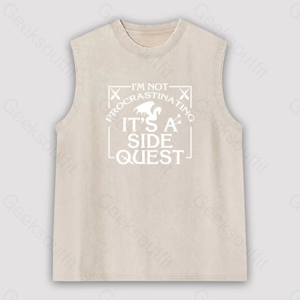 I’m Not Procrastinating It’s A Side Quest Unisex Washed Tank Apricot / S