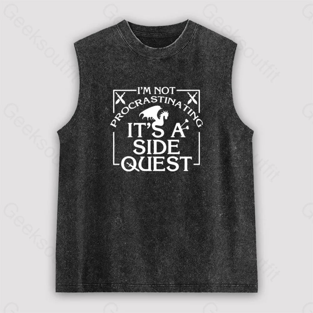 I’m Not Procrastinating It’s A Side Quest Unisex Washed Tank Black / S