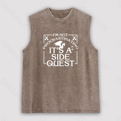 I’m Not Procrastinating It’s A Side Quest Unisex Washed Tank Brown / S