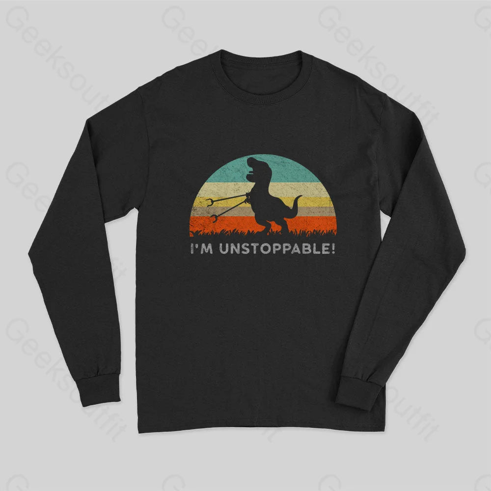 I’m Unstoppable T-Rex Long Sleeve T-Shirt Black / S