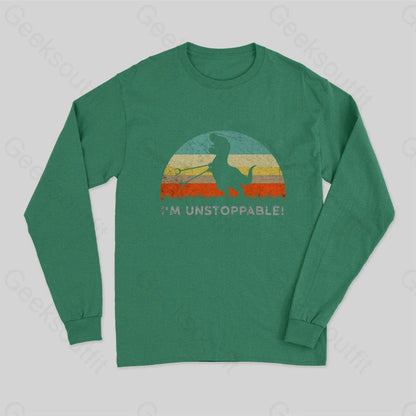 I’m Unstoppable T-Rex Long Sleeve T-Shirt Green / S