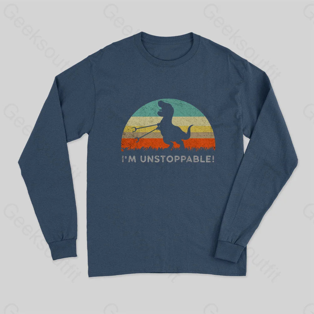 I’m Unstoppable T-Rex Long Sleeve T-Shirt Navy / S