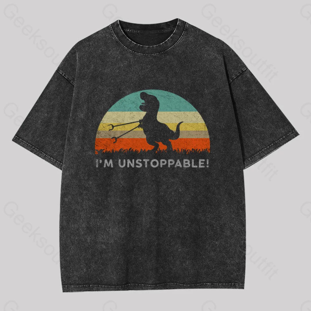 I’m Unstoppable T-Rex Washed T-Shirt Black / S