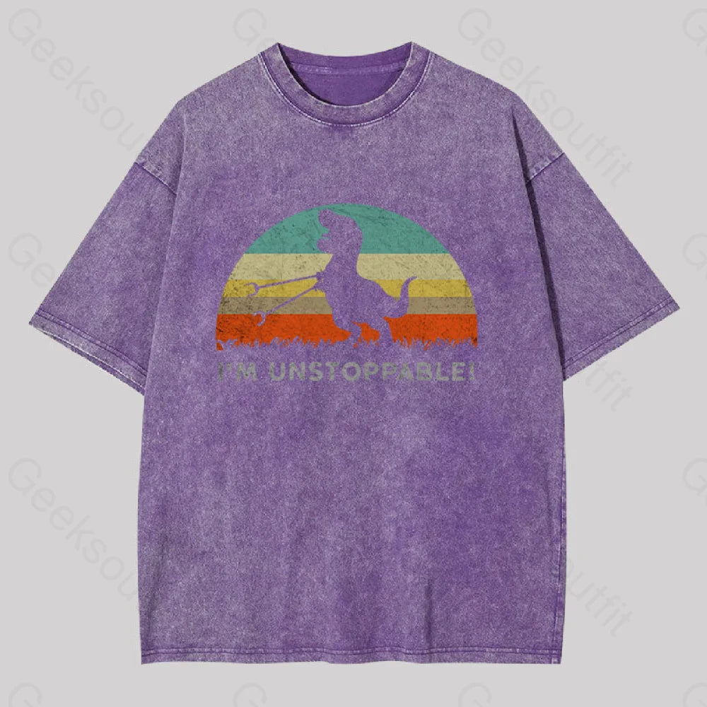 I’m Unstoppable T-Rex Washed T-Shirt Purple / S