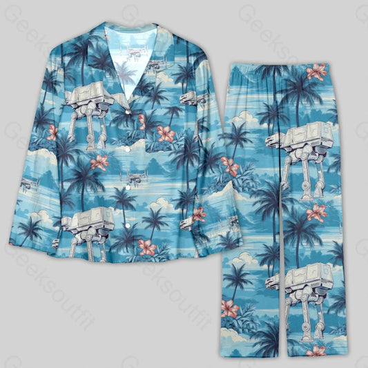 AT-AT Blue Hawaiian Beach Pajamas Set - Geeksoutfit