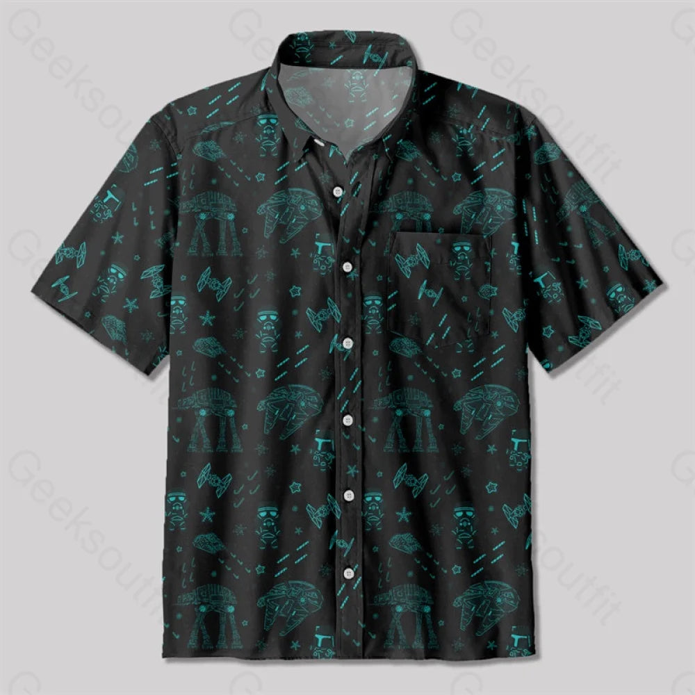 Imperial Walker Space Ship Cookie Button Up Pocket Shirt Up / S Bus461 Yc