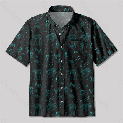 Imperial Walker Space Ship Cookie Button Up Pocket Shirt Up / S Bus461 Yc