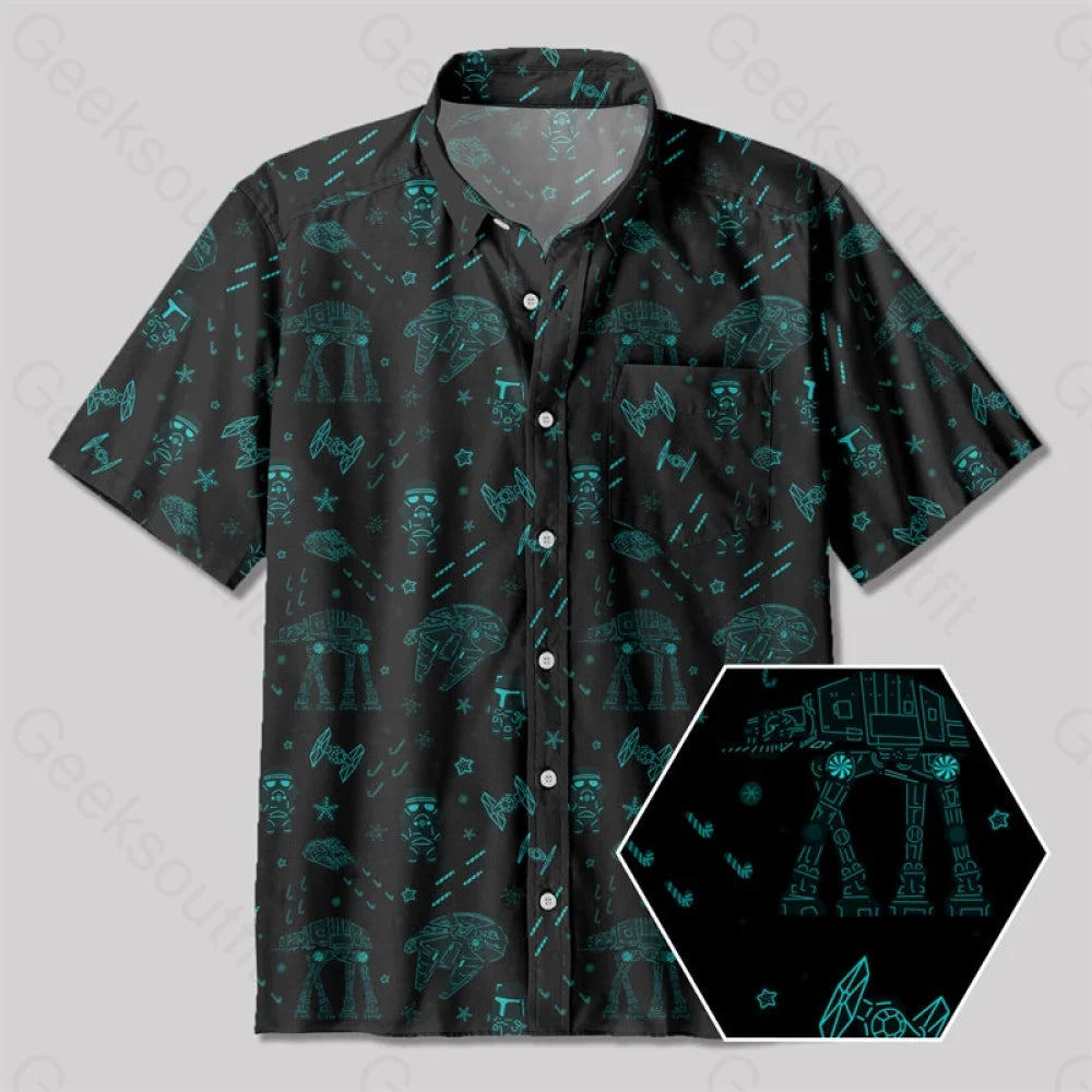 Imperial Walker Space Ship Cookie Button Up Pocket Shirt Yc