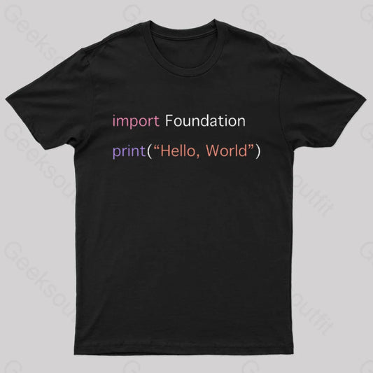 Import Foundation Print Hello World Geek T-Shirt Black / S