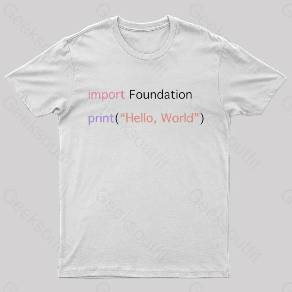 Import Foundation Print Hello World Geek T-Shirt White / S