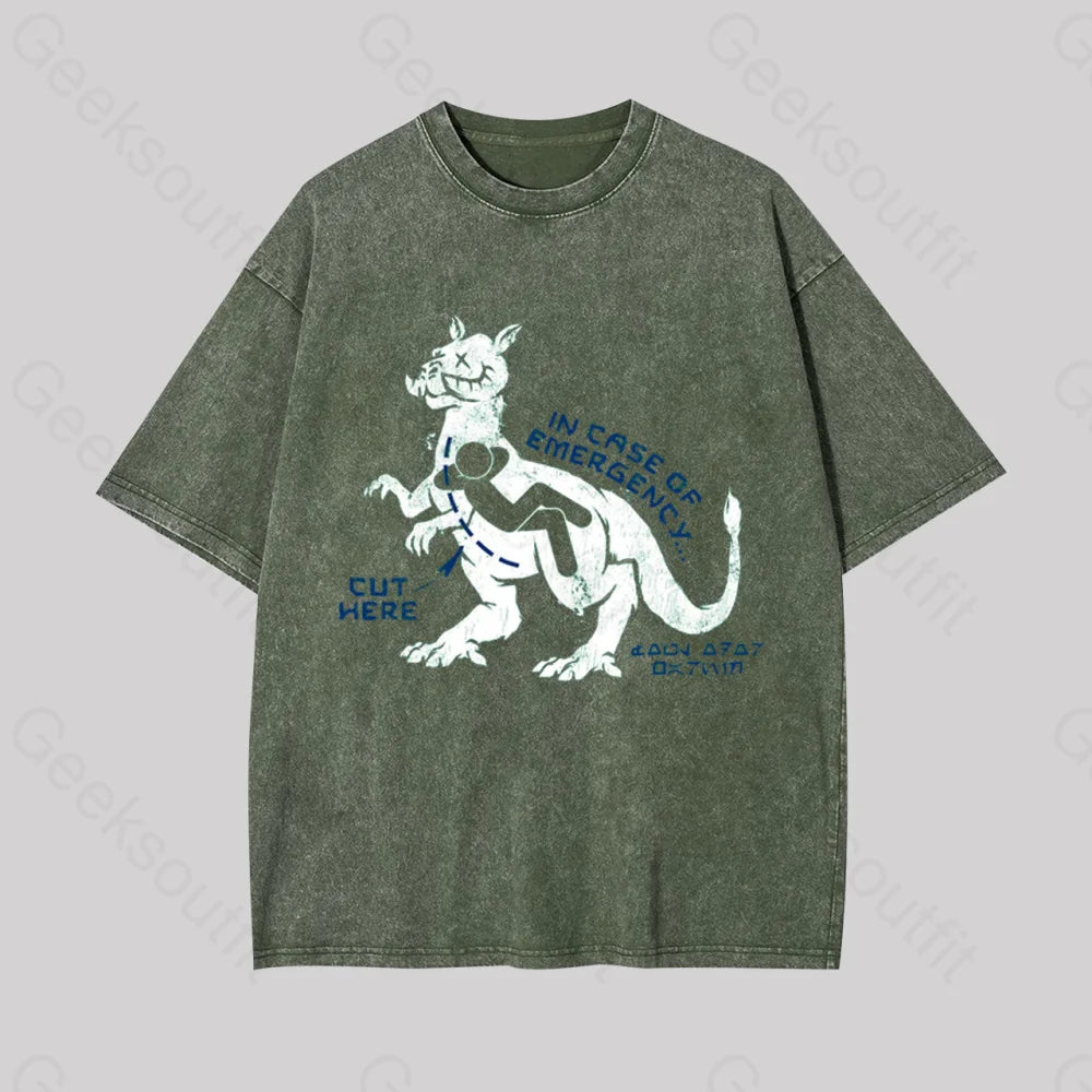 In Case Of Emergency Geek Washed T-Shirt Armygreen / S