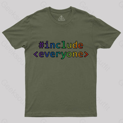 Include Everyone Nerd T-Shirt Army Green / S