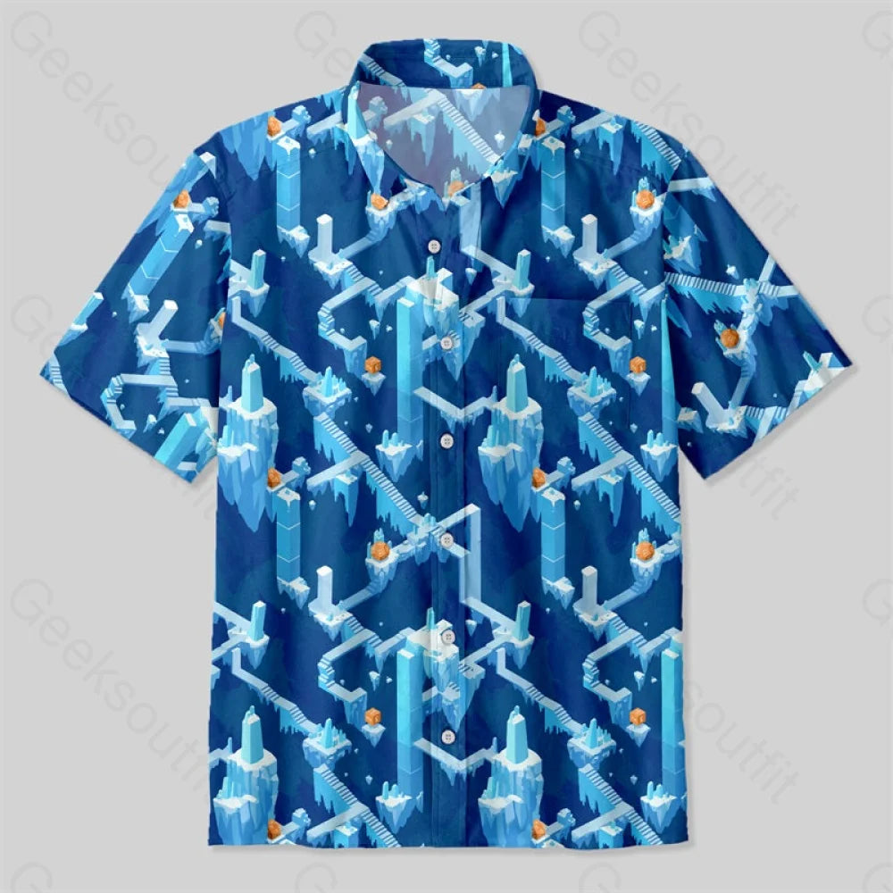 Infinite Stairs Puzzle Adventure Game Button Up Pocket Shirt Up / S Bus600 Yc