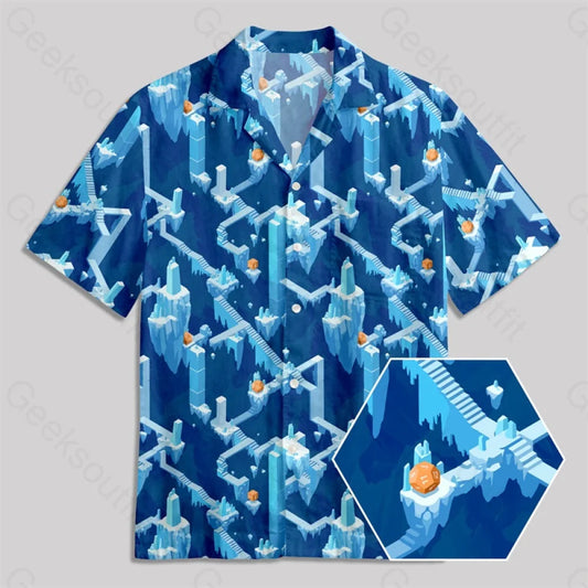 Infinite Stairs Puzzle Adventure Game Button Up Pocket Shirt Yc