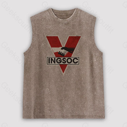 Ingsoc Unisex Washed Tank Brown / S