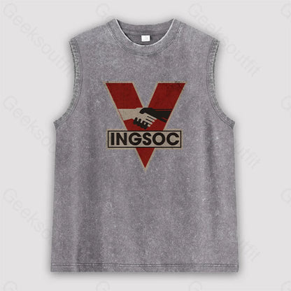 Ingsoc Unisex Washed Tank Grey / S