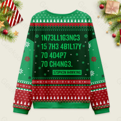 Intelligence - Stephen Hawking Science Green Ugly Christmas Sweater