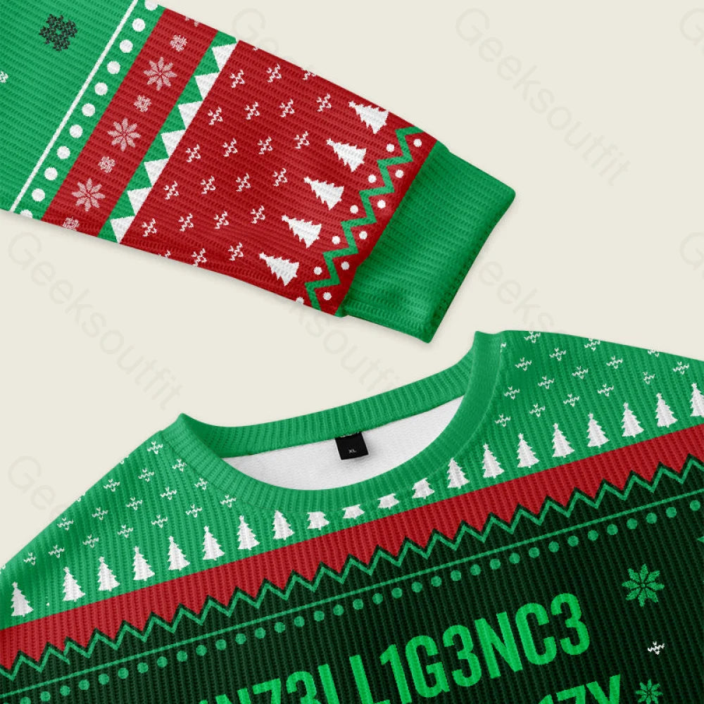 Intelligence - Stephen Hawking Science Green Ugly Christmas Sweater