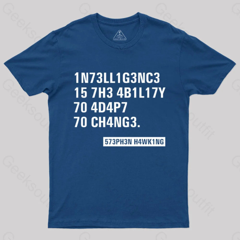 Intelligence - Stephen Hawking Science Nerd T-Shirt Navy / S