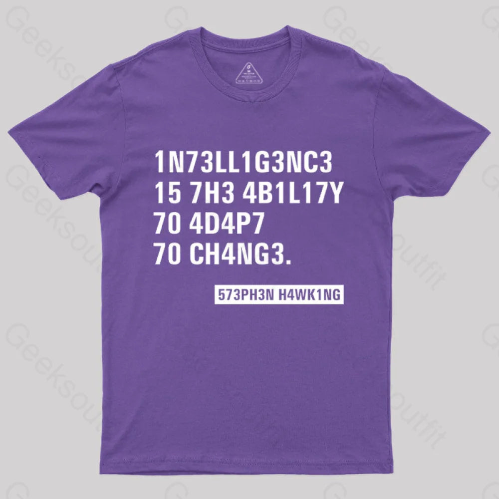 Intelligence - Stephen Hawking Science Nerd T-Shirt Purple / S