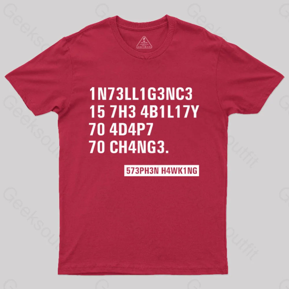 Intelligence - Stephen Hawking Science Nerd T-Shirt Red / S