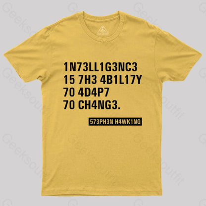 Intelligence - Stephen Hawking Science Nerd T-Shirt Yellow / S