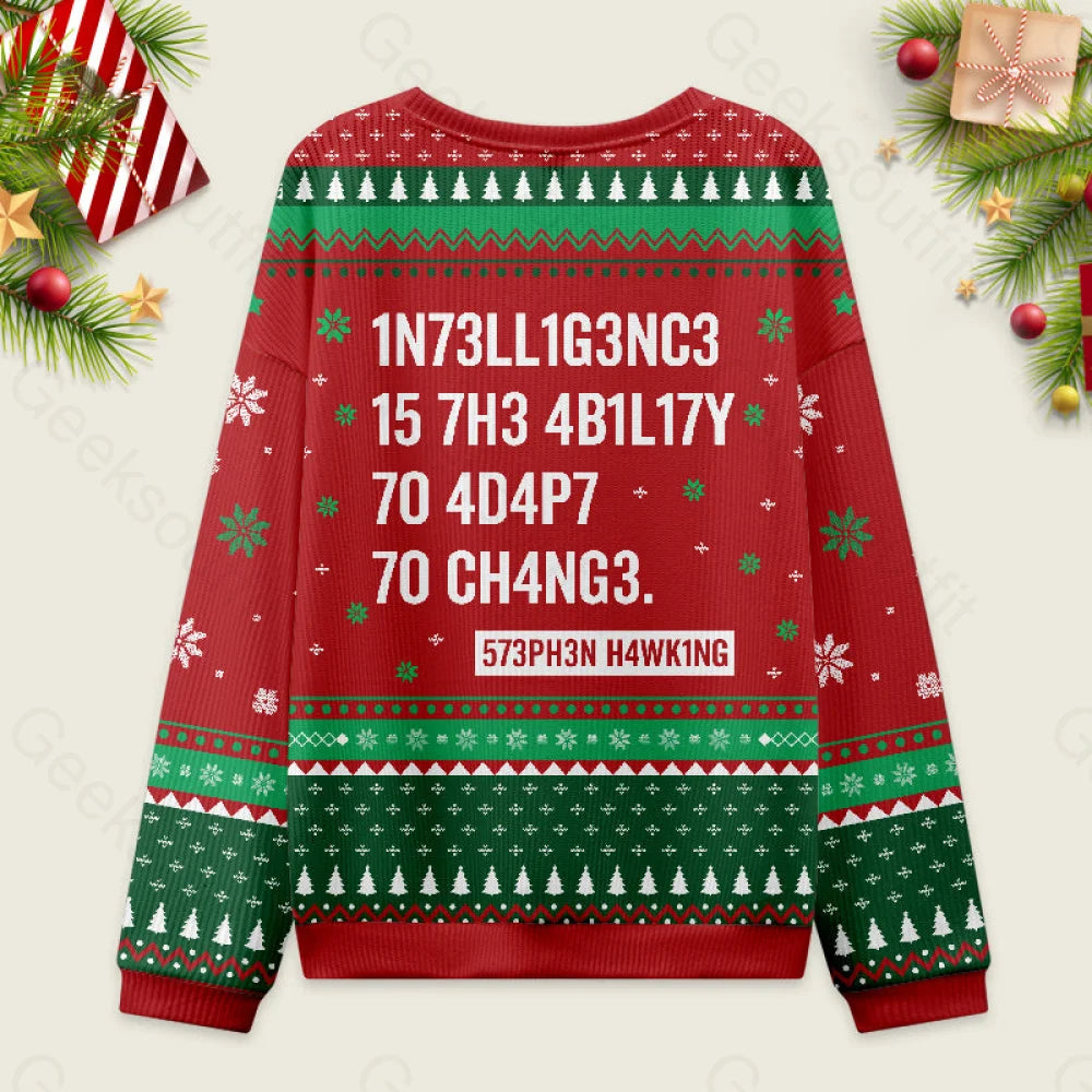 Intelligence - Stephen Hawking Science Red Ugly Christmas Sweater