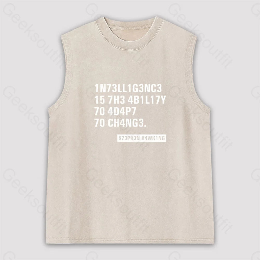 Intelligence - Stephen Hawking Science Unisex Washed Tank Apricot / S