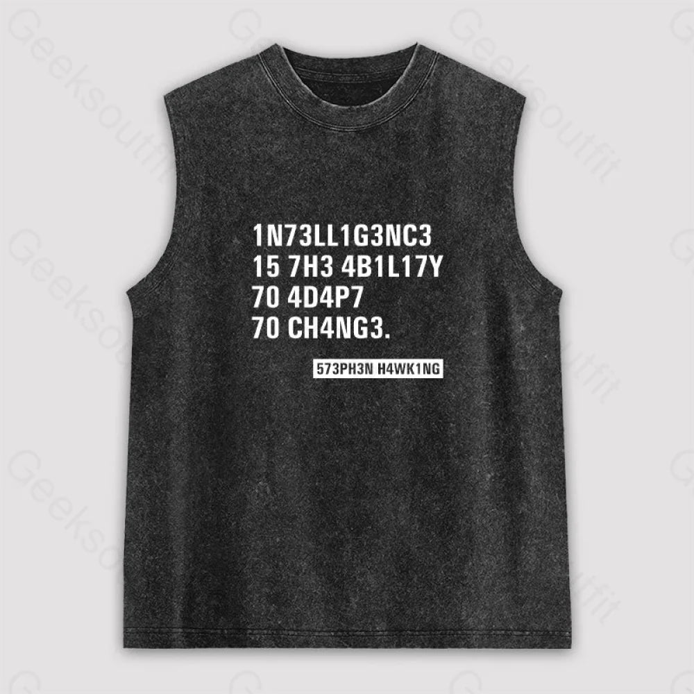 Intelligence - Stephen Hawking Science Unisex Washed Tank Black / S