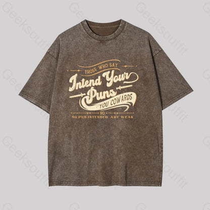 Intend Your Puns Funny Geek Washed T-Shirt Coffee / S