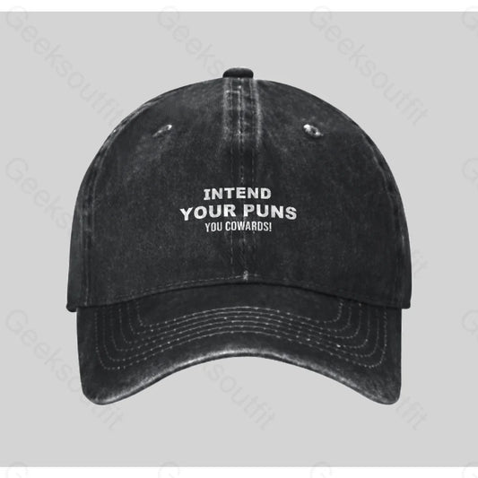 Intend Your Puns Washed Vintage Baseball Cap Black