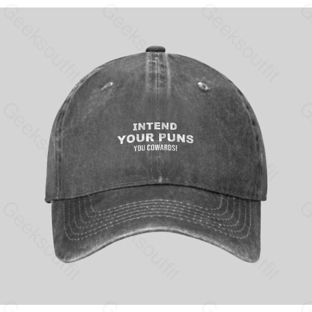 Intend Your Puns Washed Vintage Baseball Cap Grey