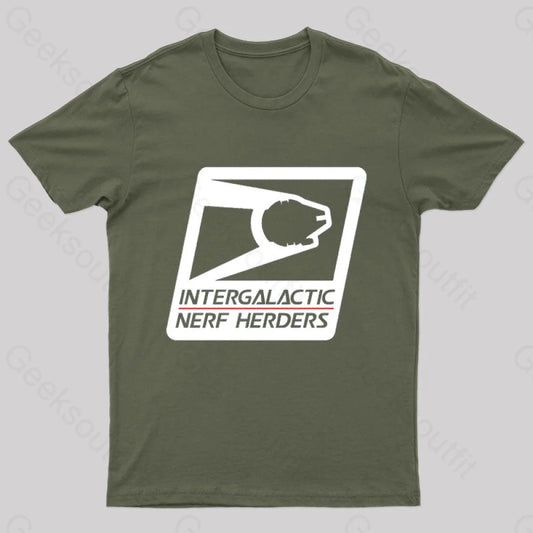 Intergalactic Nerf Herders Nerd T-Shirt Army Green / S