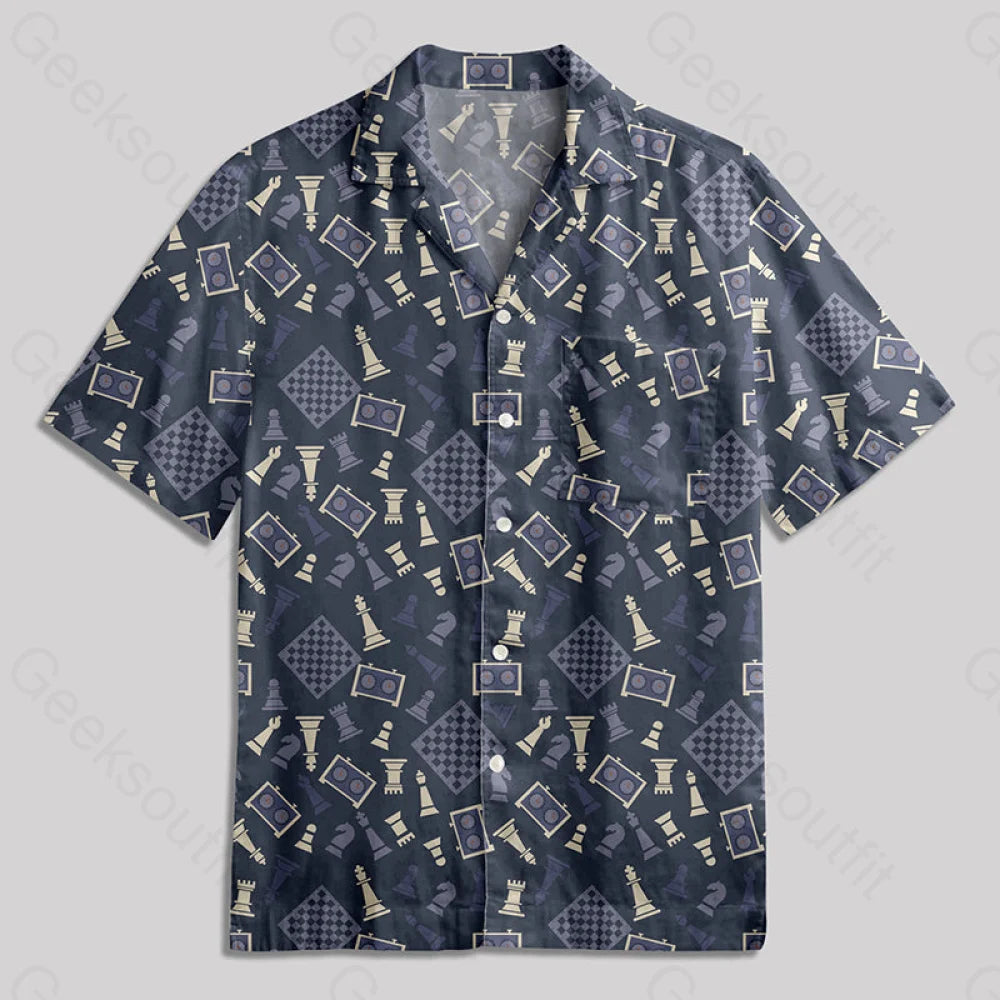 International Chess Button Up Pocket Shirt Hawaiian / S Bus515 Yc