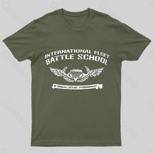 International Fleet Battle School Geek T-Shirt Army Green / S