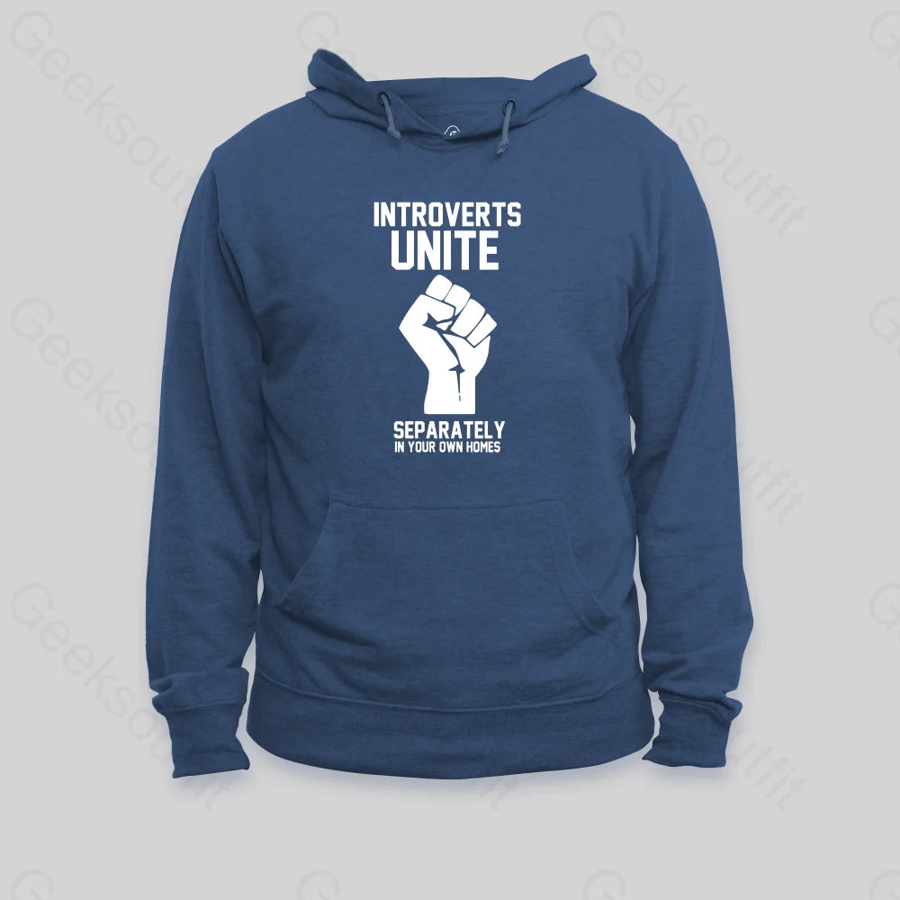 Introverts Unite Hoodie Dark Blue / S