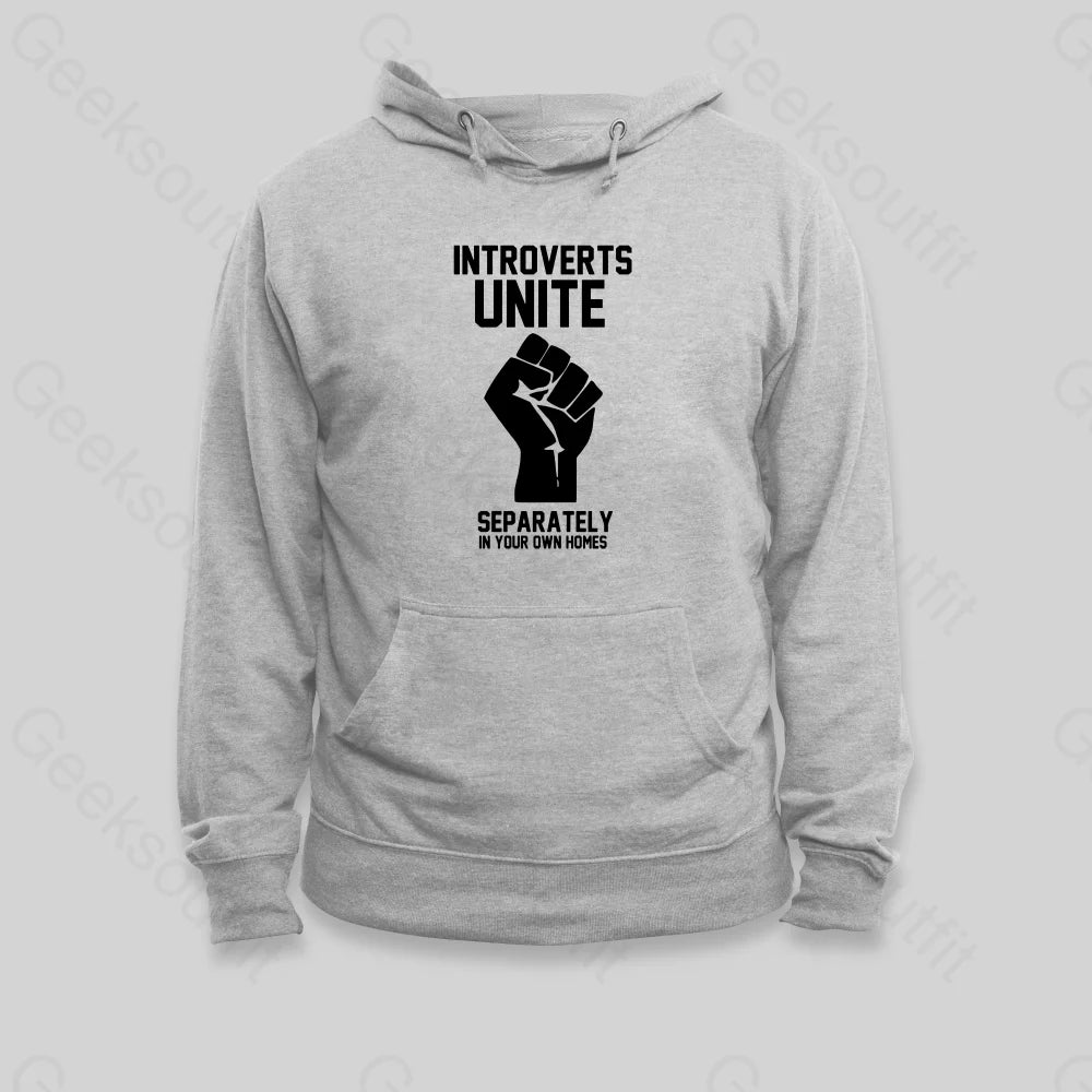 Introverts Unite Hoodie Grey / S