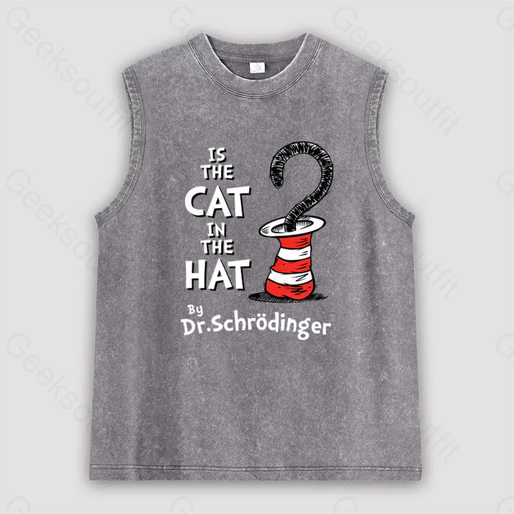 Is The Cat In Hat Unisex Washed Tank Grey / S