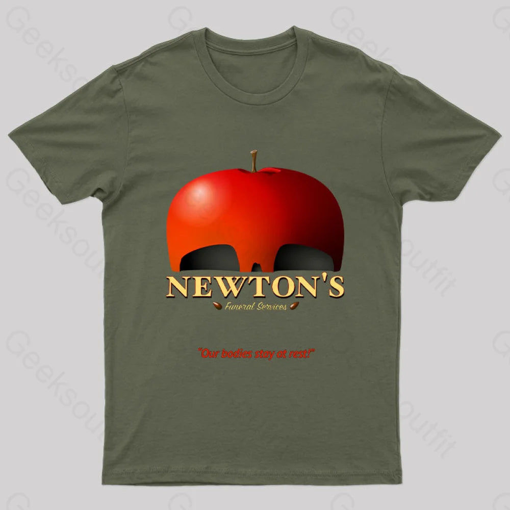 Isaac Newton Science Joke Nerd T-Shirt Army Green / S