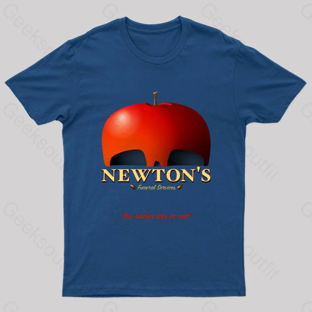 Isaac Newton Science Joke Nerd T-Shirt Navy / S