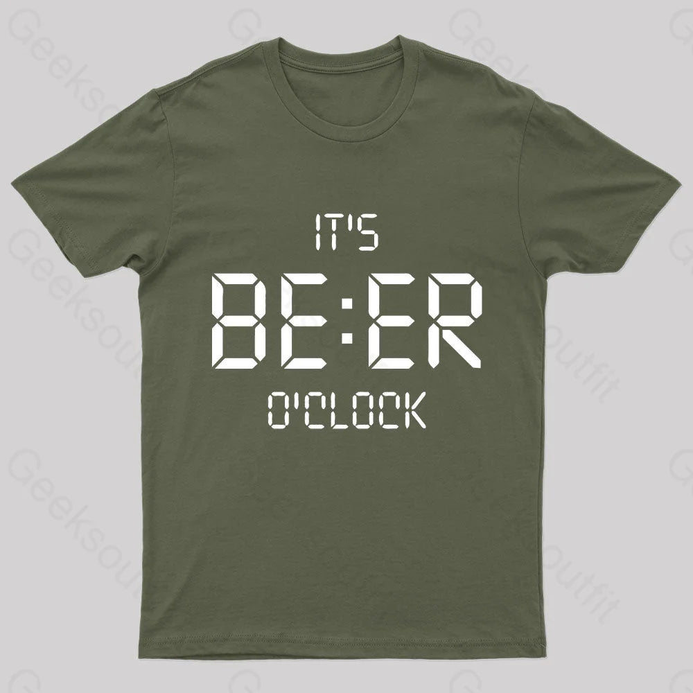 It’s Beer O’clock Nerd T-Shirt Army Green / S