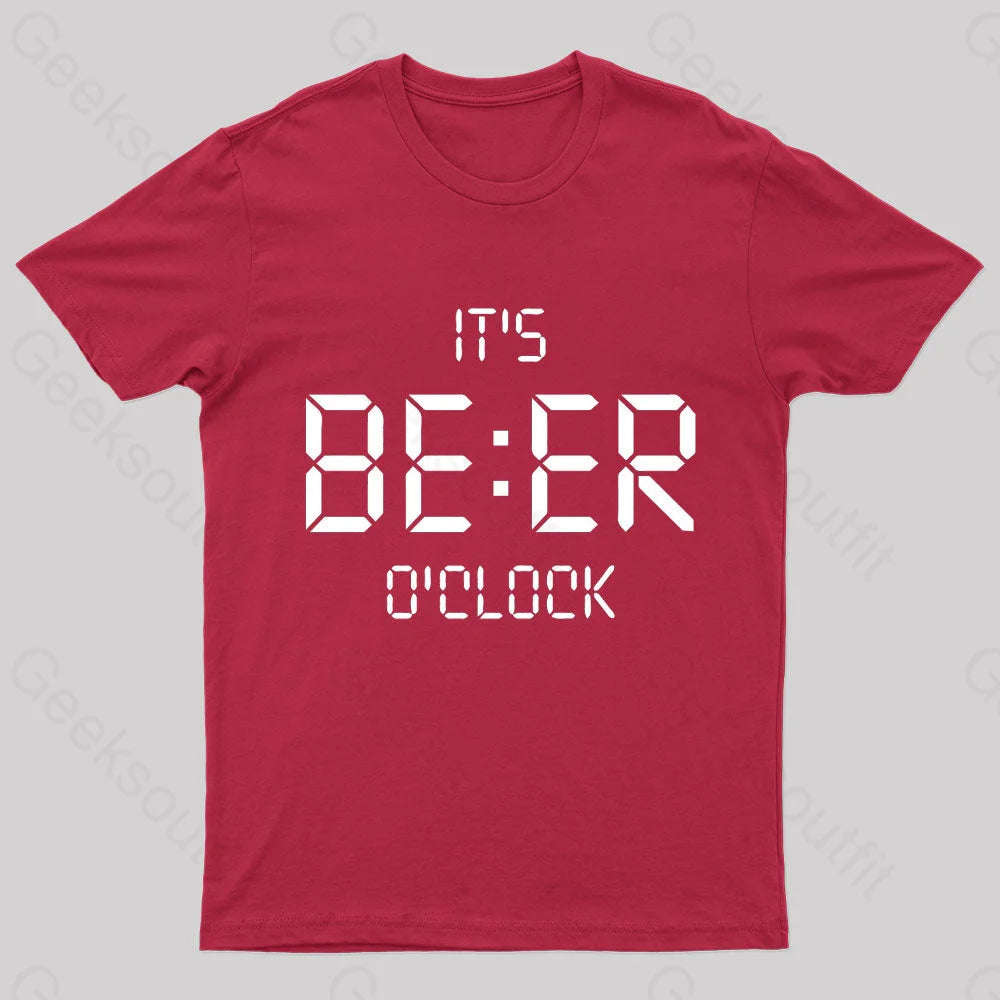 It’s Beer O’clock Nerd T-Shirt Red / S