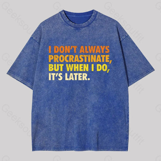 It’s Later Geek Washed T-Shirt Blue / S